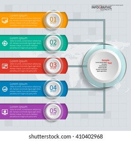 vector abstract 3d paper infographic elements.Set of six circular infographics