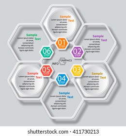 vector abstract 3d paper infographic elements.Hexagon infographics.Honeycomb design