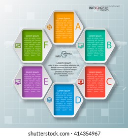 vector abstract 3d paper infographic elements.Hexagon infographics.Honeycomb design