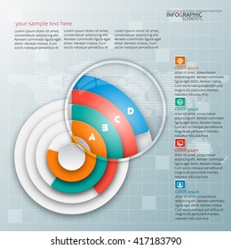 vector abstract 3d paper infographic elements.Circular infographics