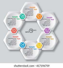 vector abstract 3d paper infographic elements.Hexagon infographics.Honeycomb design