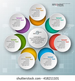 vector abstract 3d paper infographic elements.Circular infographics
