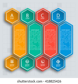 vector abstract 3d paper infographic elements.Hexagon infographics.Honeycomb design