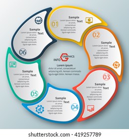 vector abstract 3d paper infographic elements.Circular infographics