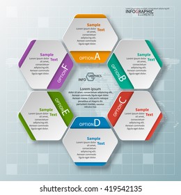 vector abstract 3d paper infographic elements.Hexagon infographics.Honeycomb design