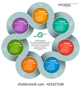 vector abstract 3d paper infographic elements.Circular infographics