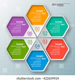 vector abstract 3d paper infographic elements.Hexagon infographics.Honeycomb design
