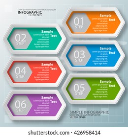 vector abstract 3d paper infographic elements.Hexagon infographics.Honeycomb design