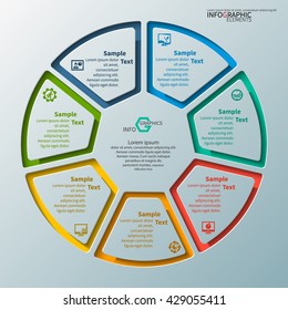 vector abstract 3d paper infographic elements.Circular infographics