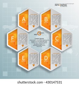 vector abstract 3d paper infographic elements. Hexagon infographics. Honeycomb design