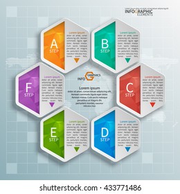 vector abstract 3d paper infographic elements.Hexagon infographics.Honeycomb design