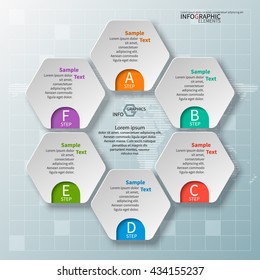 vector abstract 3d paper infographic elements.Hexagon infographics.Honeycomb design