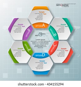 vector abstract 3d paper infographic elements.Hexagon infographics.Honeycomb design