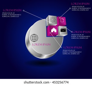 vector abstract 3d paper infographic elements.Metaball infographics.Round elements