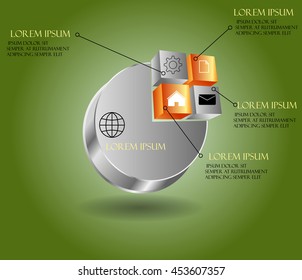 vector abstract 3d paper infographic elements.Metaball infographics.Round elements