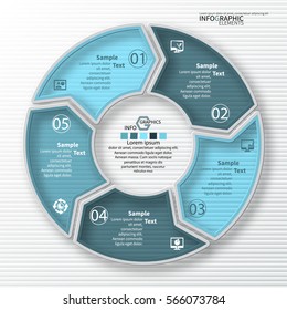 vector abstract 3d paper infographic elements.Circular infographics