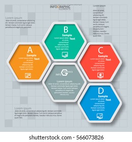 elementos infográficos de papel abstracto vectorial 3d.infografías de hexágono.Diseño de honeycomb