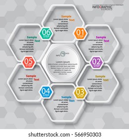 vector abstract 3d paper infographic elements.Hexagon infographics.Honeycomb design