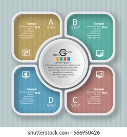vector abstract 3d paper infographic elements.Circular infographics