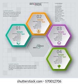 vector abstract 3d paper infographic elements.Hexagon infographics.Honeycomb design