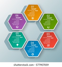 vector abstract 3d paper infographic elements.Hexagon infographics.Honeycomb design