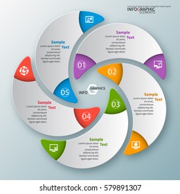 vector abstract 3d paper infographic elements.Circular infographics