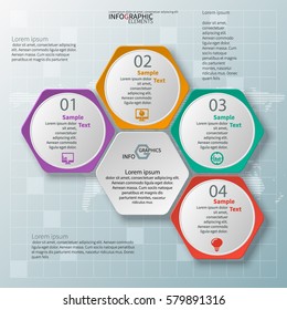 vector abstract 3d paper infographic elements.Hexagon infographics.Honeycomb design