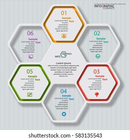 vector abstract 3d paper infographic elements.Hexagon infographics.Honeycomb design