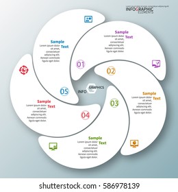 vector abstract 3d paper infographic elements.Circular infographics