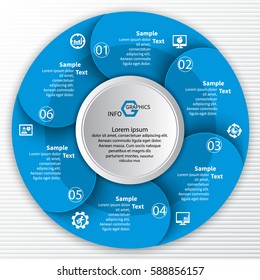 vector abstract 3d paper infographic elements.Circular infographics