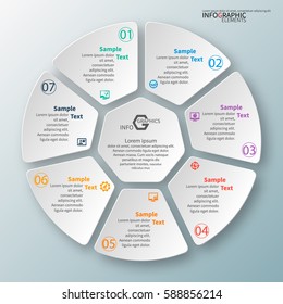 Vector abstract 3d paper infographic elements. Circular infographics