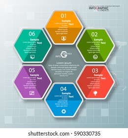 vector abstract 3d paper infographic elements.Hexagon infographics.Honeycomb design