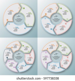 vector abstract 3d paper infographic elements.Circular infographics.Business concept with 3, 4, 5, 6 options