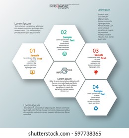 vector abstract 3d paper infographic elements.Hexagon infographics.Honeycomb design