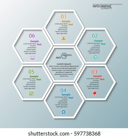 vector abstract 3d paper infographic elements.Hexagon infographics.Honeycomb design