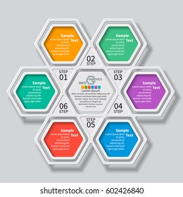 vector abstract 3d paper infographic elements.Hexagon infographics.Honeycomb design