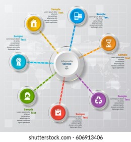 vector abstract 3d paper infographic elements.Circular infographics