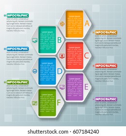 vector abstract 3d paper infographic elements.Hexagon infographics.Honeycomb design