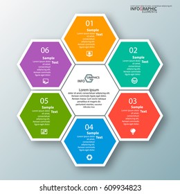 vector abstract 3d paper infographic elements.Hexagon infographics.Honeycomb design