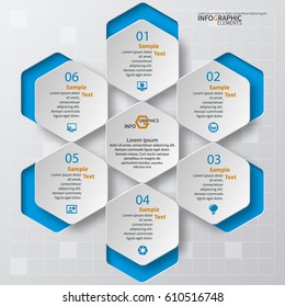 vector abstract 3d paper infographic elements.Hexagon infographics.Honeycomb design