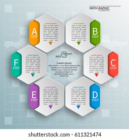 vector abstract 3d paper infographic elements.Hexagon infographics.Honeycomb design