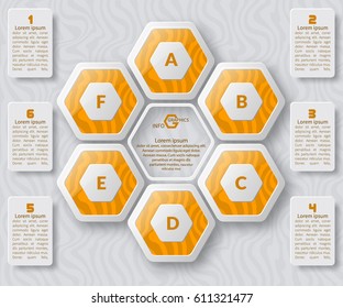 vector abstract 3d paper infographic elements.Hexagon infographics.Honeycomb design