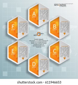 vector abstract 3d paper infographic elements.Hexagon infographics.Honeycomb design