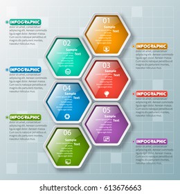 vector abstract 3d paper infographic elements.Hexagon infographics.Honeycomb design