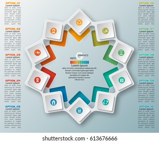 vector abstract 3d paper infographic elements.Circular infographics