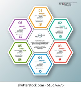 vector abstract 3d paper infographic elements.Hexagon infographics.Honeycomb design