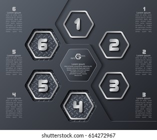 vector abstract 3d paper infographic elements.Hexagon infographics.Honeycomb design
