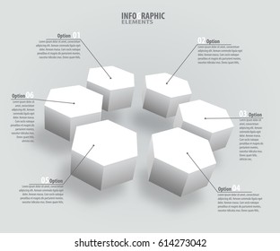 vector abstract 3d paper infographic elements.Hexagon infographics.Honeycomb design