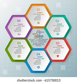 vector abstract 3d paper infographic elements.Hexagon infographics.Honeycomb design
