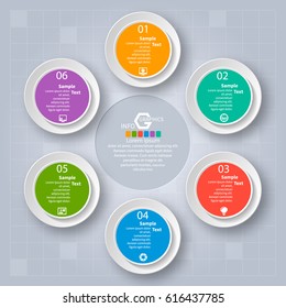 vector abstract 3d paper infographic elements.Circular infographics